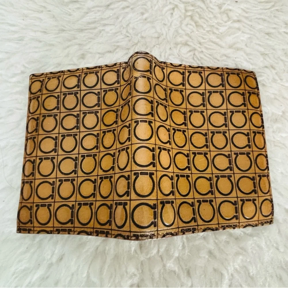 Salvatore Ferragamo Gancini Logo Embossed Brown Tan Wallet